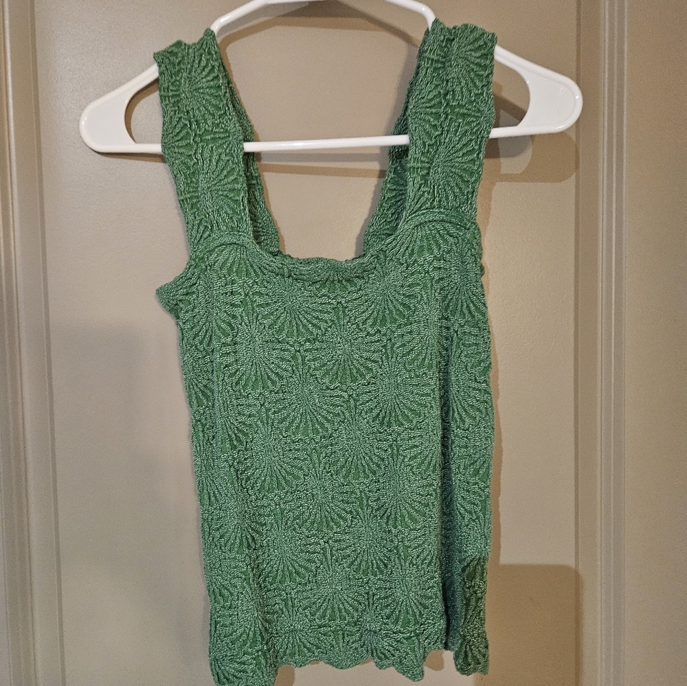 Roolee Green Textured Sleeveless Top Size Small